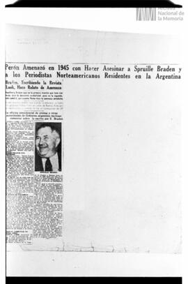 Fotografía de documentación periodística referida a la consigna "Braden o Perón"