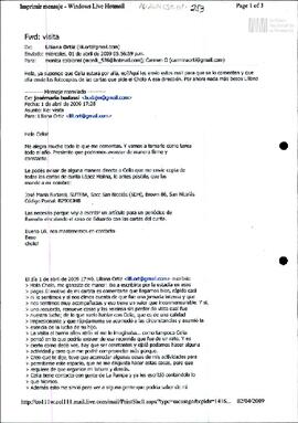Correo electrónico de Liliana Ortiz para Mónica Colaianni y Carmen Ortiz