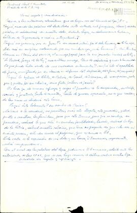 Borradores de cartas de Celia Jinkis de Korsunsky a Raúl Francisco Primatesta y al Presidente de ...