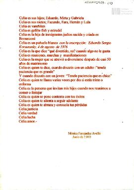 Poesía sobre Celia Jinkis de Korsunsky