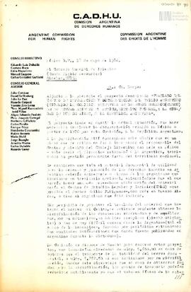 Carta de Carlos González Gartland para El Consejo Mundial de Iglesias