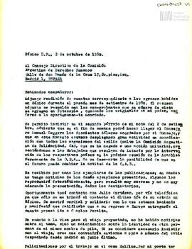 Carta de Carlos González Gartland para el Consejo Directivo de la Comisión Argentina de Derechos ...