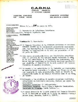 Carta de Carlos González Gartland para el Secretario de Relaciones Exteriores, Bernardo Sepúlveda...