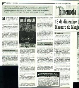 Artículo de Primera Página "13 de diciembre de 1976
Masacre de Margarita Belén"