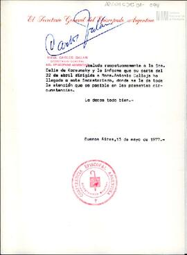 Carta de la Conferencia Episcopal Argentina a Celia Jinkis de Korsunsky