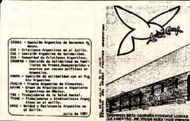 Folleto de la "Semana del preso político argentina"