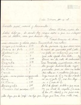 Carta de Eduardo Korsunsky a su mamá, papá y hermanas