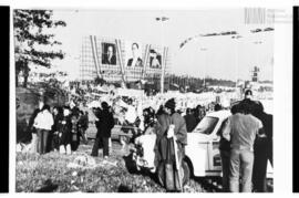 Fotografía del acto de recibimiento a la llegada de Juan Domingo Perón a la Argentina