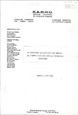 Informe "La violation systematique des detroits de l´homme persiste dans la Republique Argen...