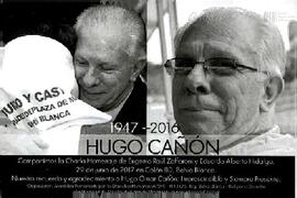 Folleto de promoción de charla homenaje a Hugo Cañón