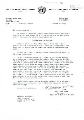 Carta del Grupo de Trabajo sobre Desapariciones Forzadas o Involuntarias de la Organización de la...