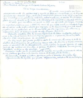 Borrador de carta de Celia Jinkis de Korsunsky a la Academia Nacional de Medicina y al Presidente...