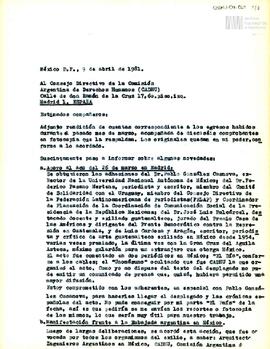 Carta de Carlos González Gartland para el Consejo Directivo de la Comisión Argentina de Derechos ...