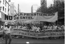 Fotografía de movilización contra la privatización de Entel