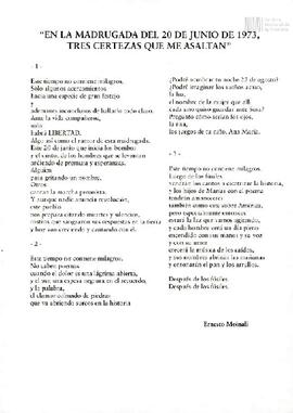 Tarjeta con reproducción de poesía de Ernesto Moinali